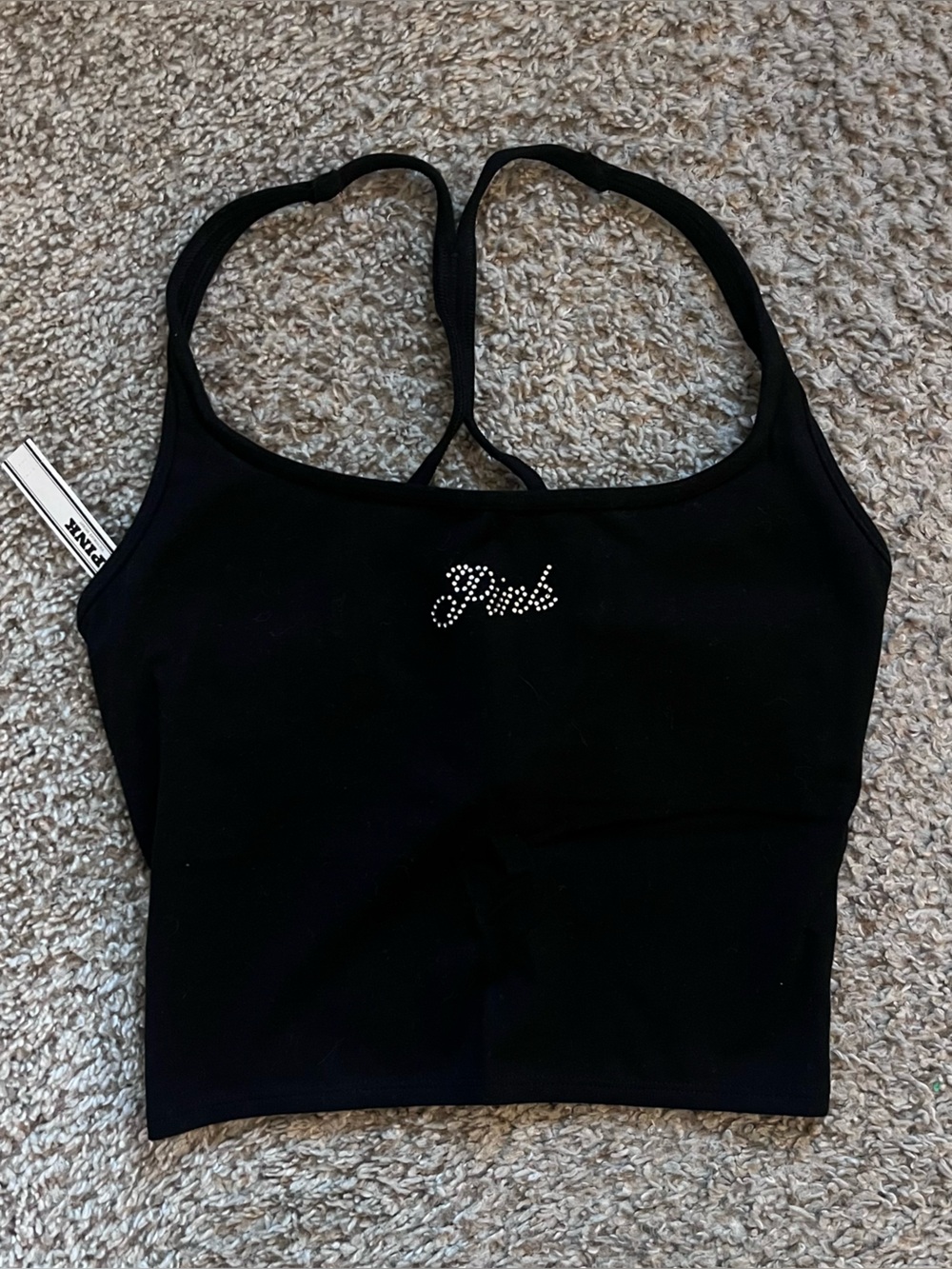 PINK Victoria's Secret Black Tank Top with Rhinestone Logo